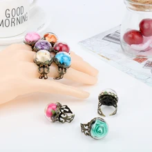 Accesorios Vintage para mujer, joyería de película de la Bella y La Bestia, Anillo para el dedo, gafas, anillos de apertura de flores rosas secas (se puede ajustar)