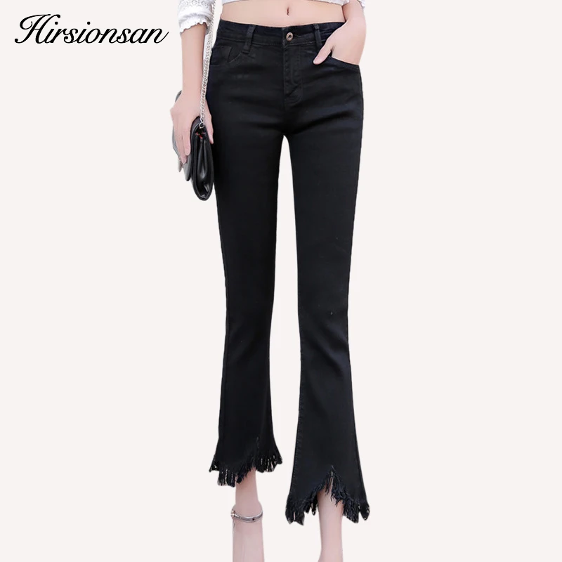 Women's Tassel Flare Pants Spring Casual Jeans Woman High