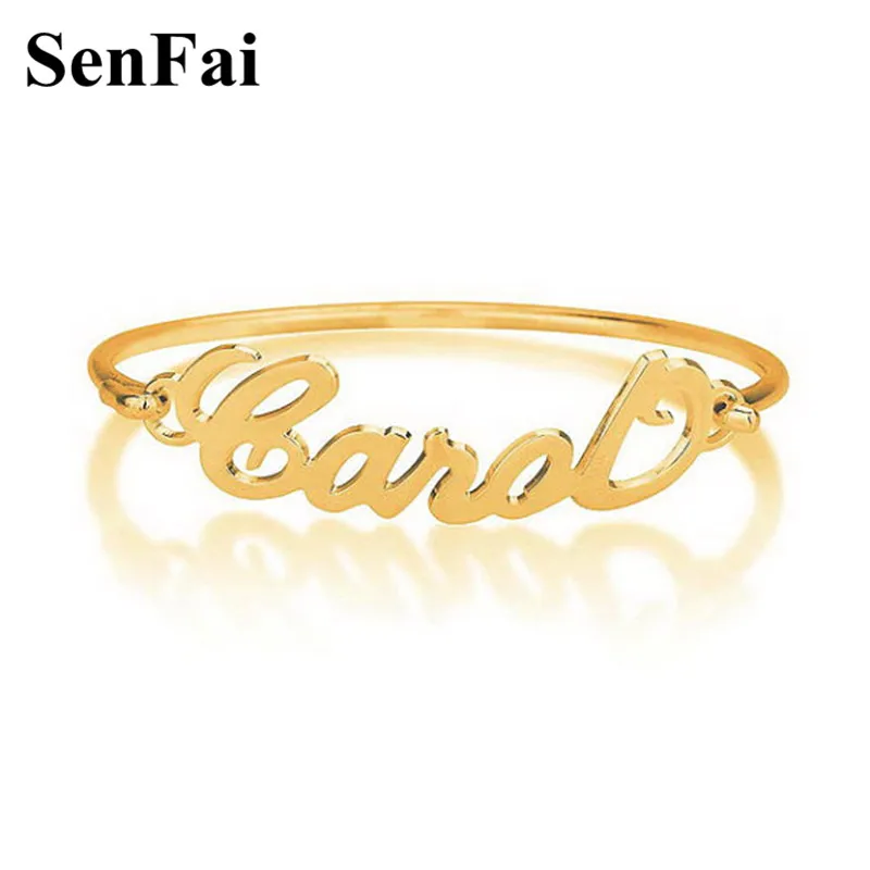 

Senfai Any Custom Name Bracelets Personliazed Engraved Monogram Initials Charm Bracelet Bangle For Women Men Girl Jewelry Gift