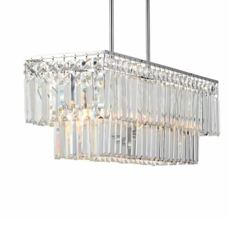 

Luxury K9 rectangular crystal chandelier LED glow pendant lamp bedroom living room E14 Chandeliers luminaire paragraph room