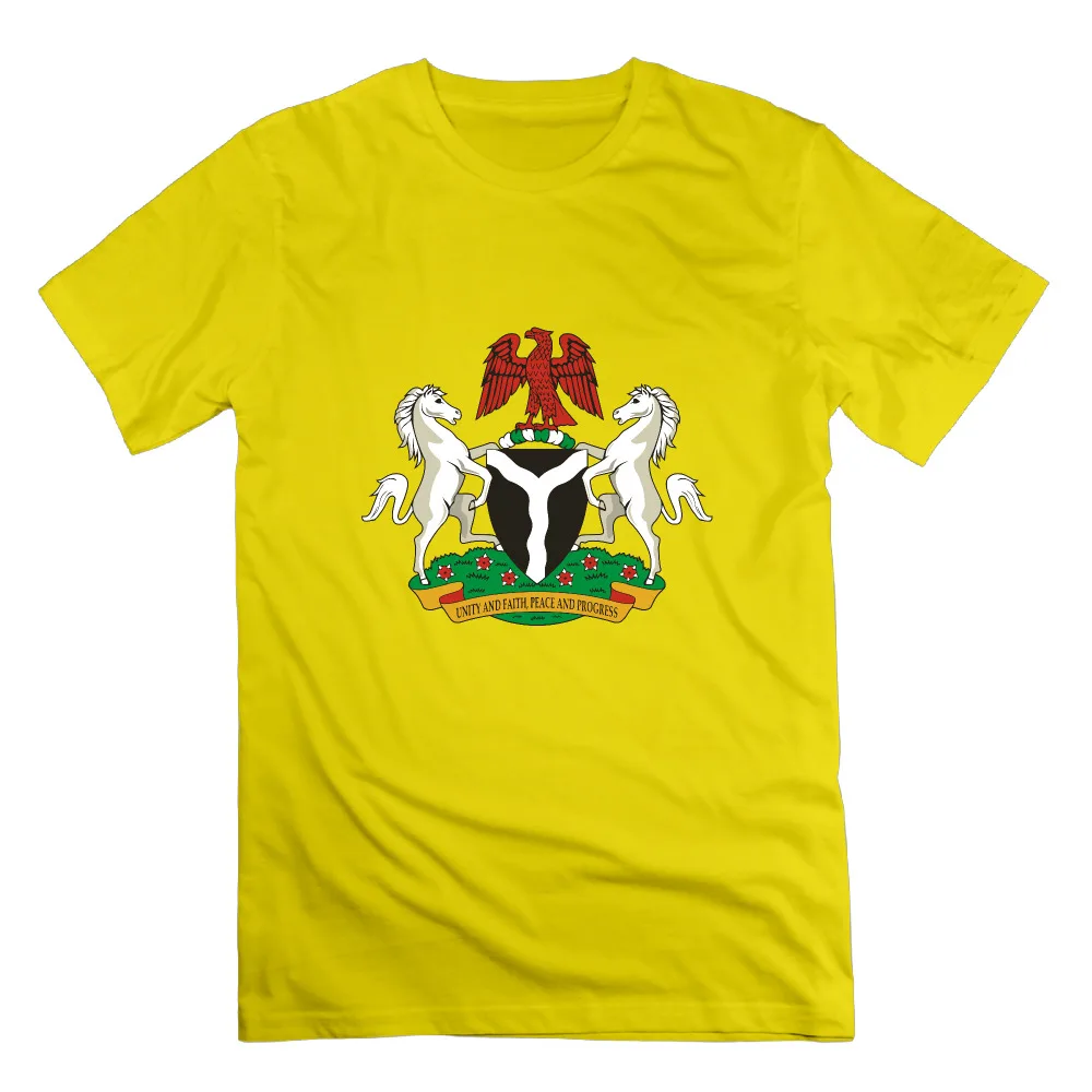 Coat of arms of Nigeria O Neck Man Short Sleeve T Shirt Design cute T