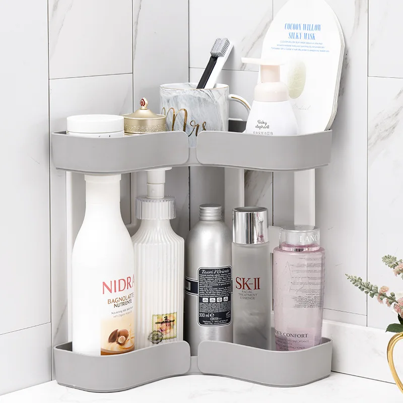  Corner Makeup Organizer Rack Cosmetic Storage Holder Double Plastic shelves Bathroom Kitchen Storag
