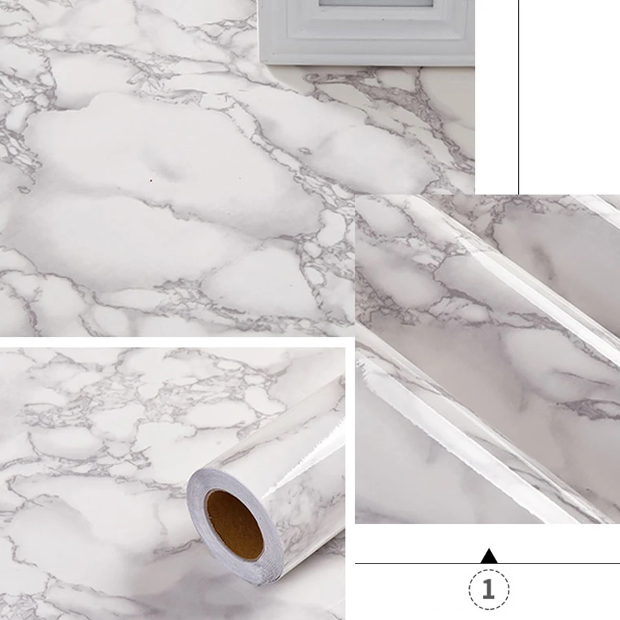 3 m x 0.6 m PVC الرخام ورق حائط ذاتي اللصق جدارية المطبخ الحمام شريط جدار ملصقا الأثاث ملصقات مقاومة للماء ديكور المنزل