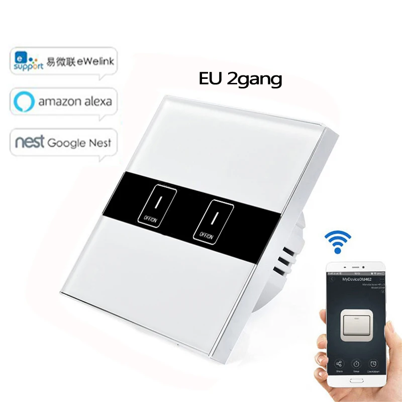 EWelink Wifi переключатель для умного дома EU 1/2/3 настенный светильник Беспроводной переключатель дистанционного Управление через приложение работает с Alexa Google Home