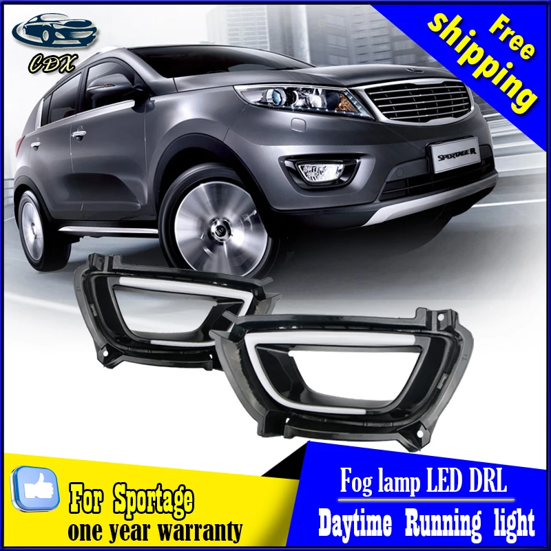

Free shipping !12V 6000k LED DRL Daytime running light case for KIA Sportage R 2015-2016 fog lamp frame Fog light Car styling
