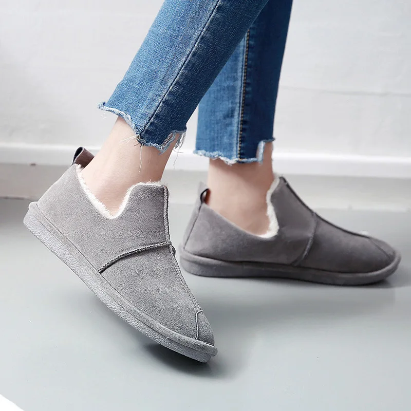 GRAY 329 JINGKUBU/коллекция года; сезон осень-зима; женские балетки на плоской подошве; простая удобная обувь с теплым мехом и хлопковой подкладкой; женские лоферы без шнуровки; Размеры 35-40; W329 - Цвет: GRAY 329