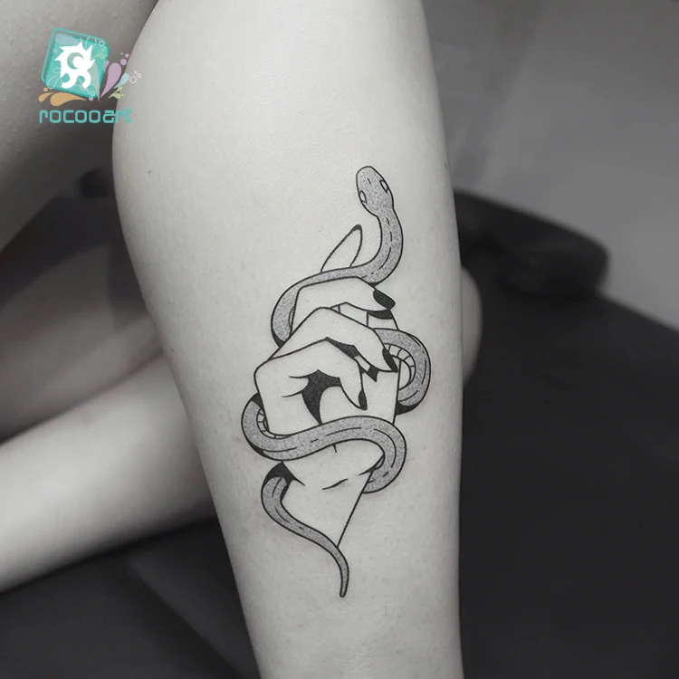 Rocooart زهرة ثعبان وهمية الوشم لطيف أرنب Tatuajes Tatuagem الرقص الملك Taty الجسم الفن للماء المؤقتة الوشم ملصقات