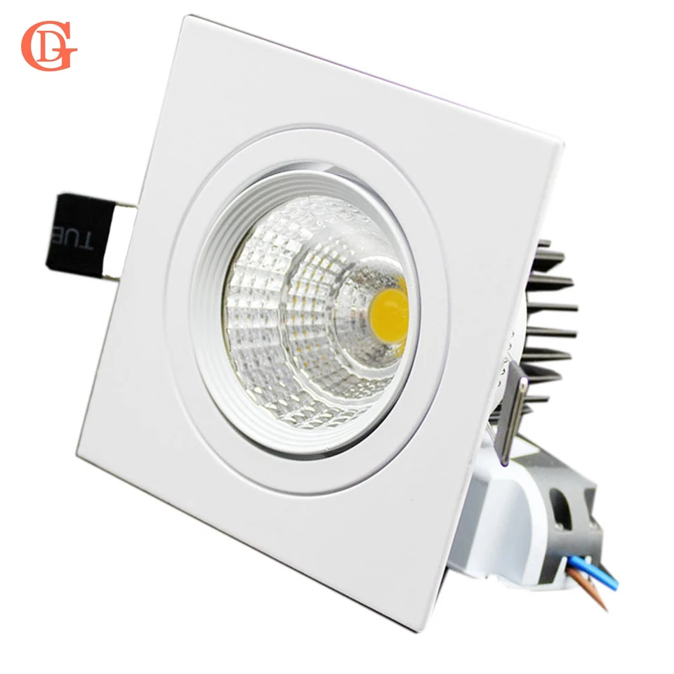 

GD 1pc 5W 7W 10W LED Recessed Downlight Dimmable 12W 15W 20W 24W Spot LED COB Square Downlights AC85-265V 110V LED Spot Light