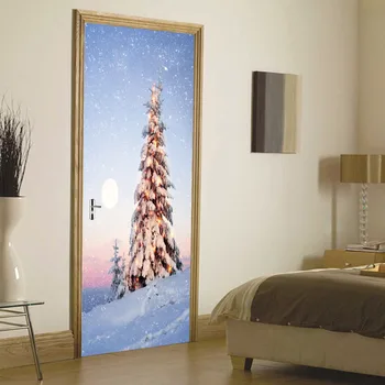 

2 sheets/pcs Christmas Tree Door Sticker Mural Poster Pretty Door wallpaper for kids Home Decor art