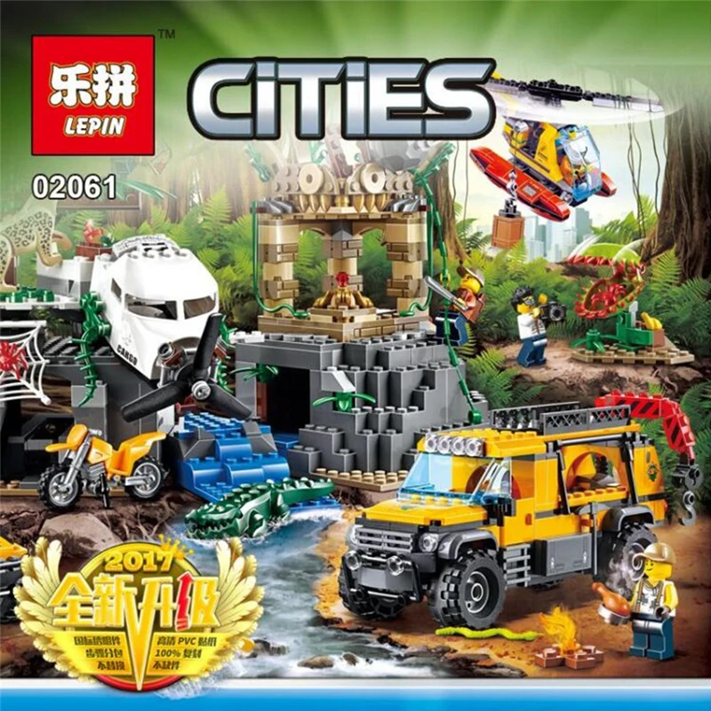 

Compatible Legoe City 60161 2017 02061 870pcs Jungle Exploration Site Figure Building Blocks Bricks Toys For Children Boys Gifts