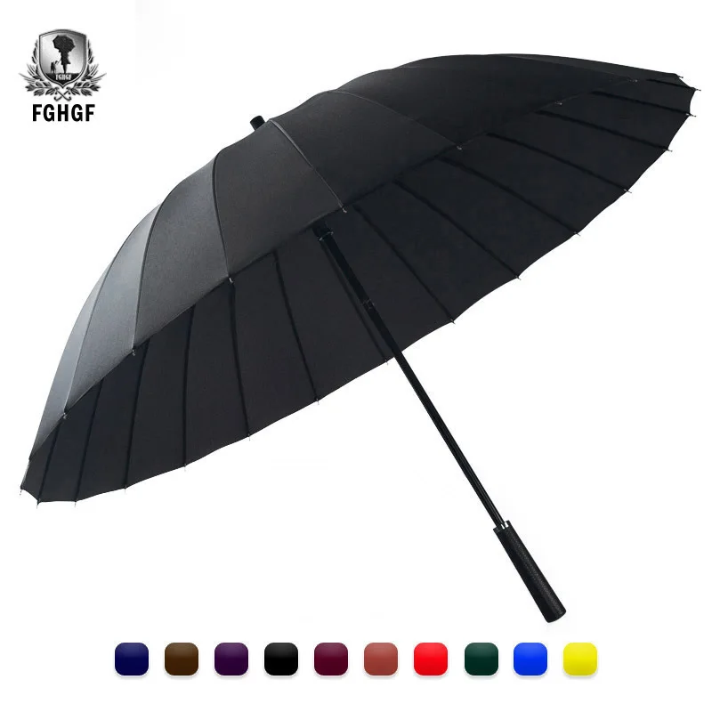 

FGHGF 24K Colorful Large Umbrella Golf Rain Windproof Male Walking Stick Men Women Long-handle Non-automatic Gentleman Lady
