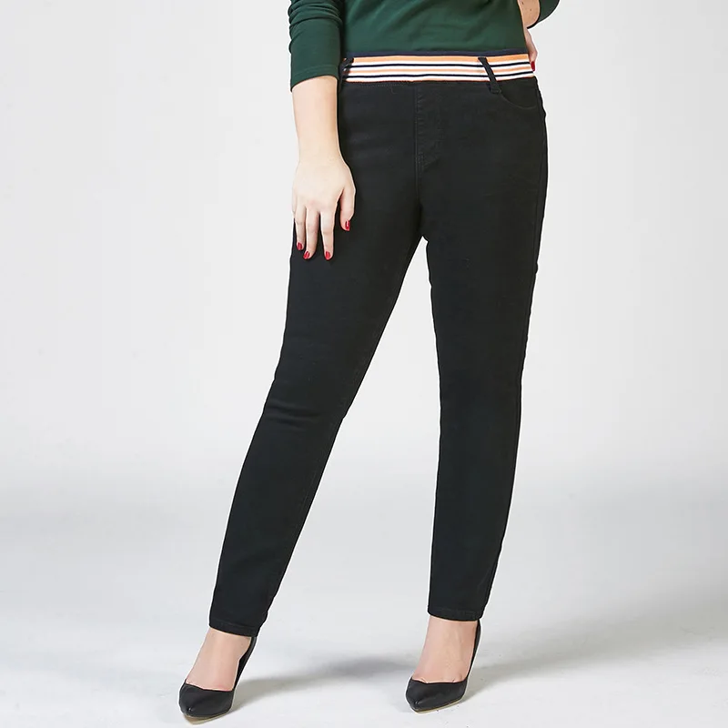 Lguc.H Unique Tights Jeans Woman Large Size Push Up Mom Jeans Plus Size