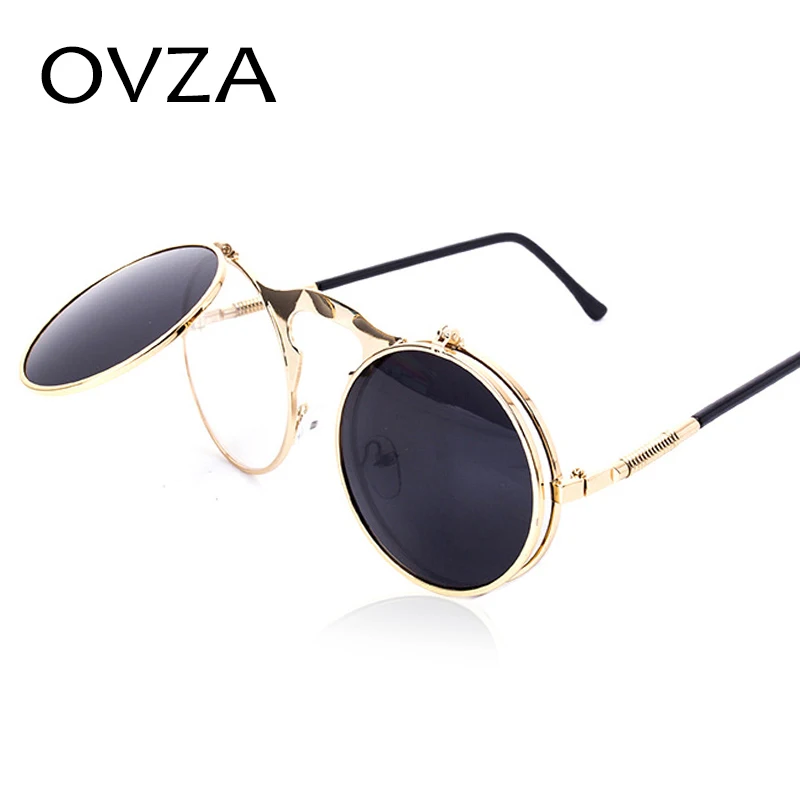

Ovza Round Steampunk Sunglasses Women Retro Punk Mens Sunglasses Double lenses Brand Designer Vintage Circle Glasses Summer A51