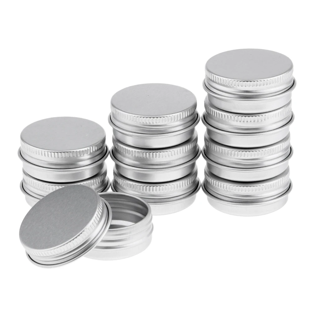 20 Pcs 15 ml Silver Small Aluminum Round Lip Balm Tin Storage Jar Containers with Screw Cap for Lip Balm, Cosmetic, Candles