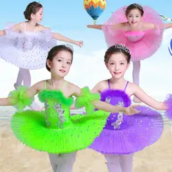 Новые детские костюмы, танцевальная юбка с лебедем, детская балетная пачка, балетная юбка, вуаль