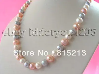 

ddh001732 12mm Pink Gray White Multicolor Pearl Necklace 14KT