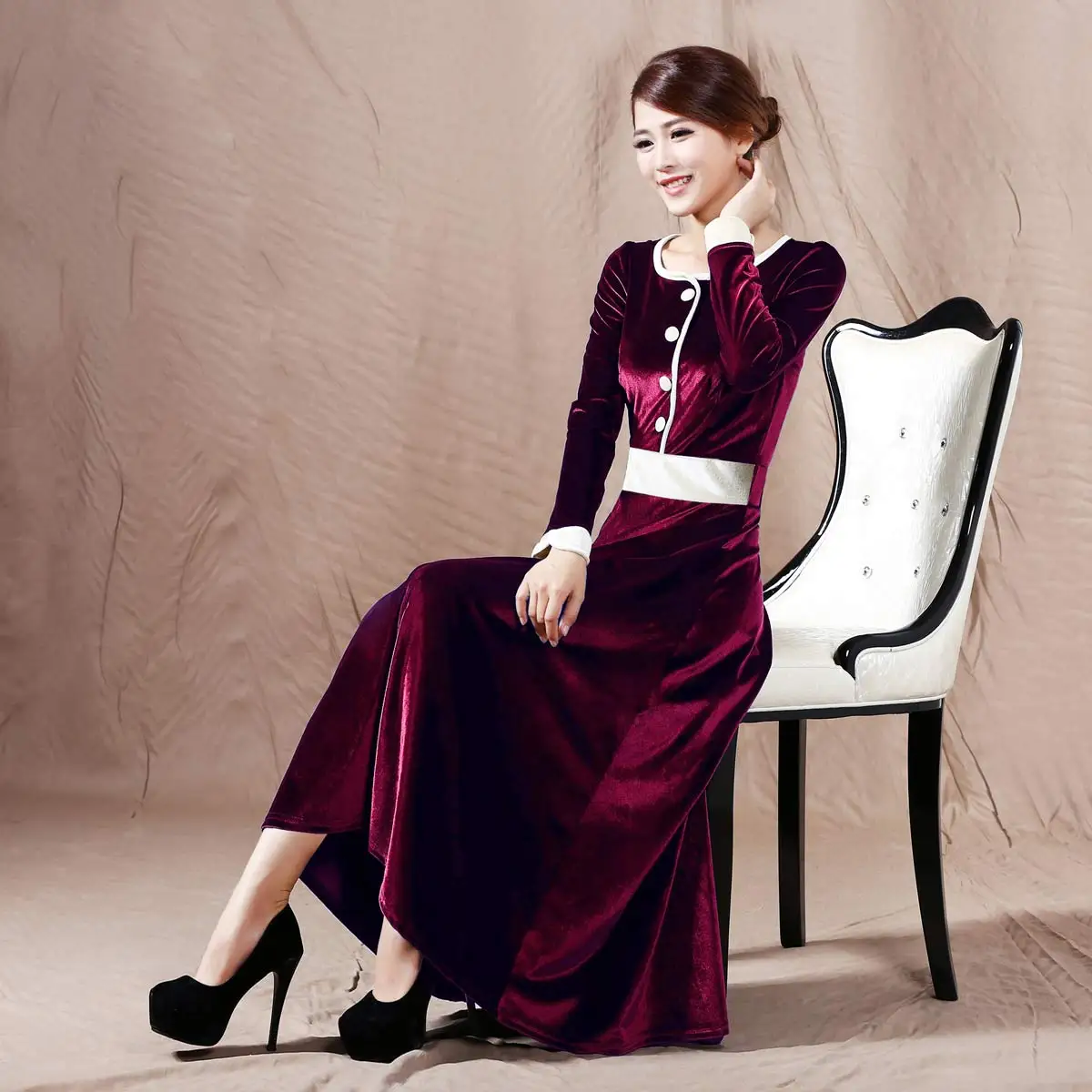 purple velvet dress plus size