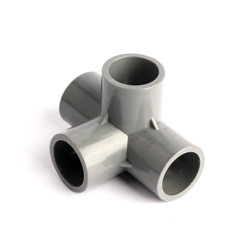 8pcs Inner Diameter 25mm 4 Way PVC Grey Plastic PVC Three Dimensional