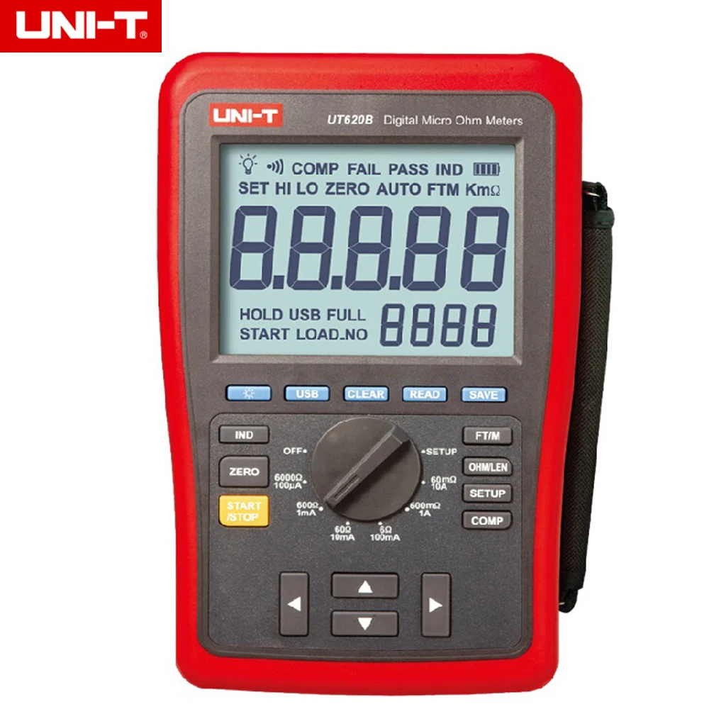 UNI T UT620B 60000 Counts Digital Micro Ohm Meters 6.0000K ohm Low Resistance Tester USB