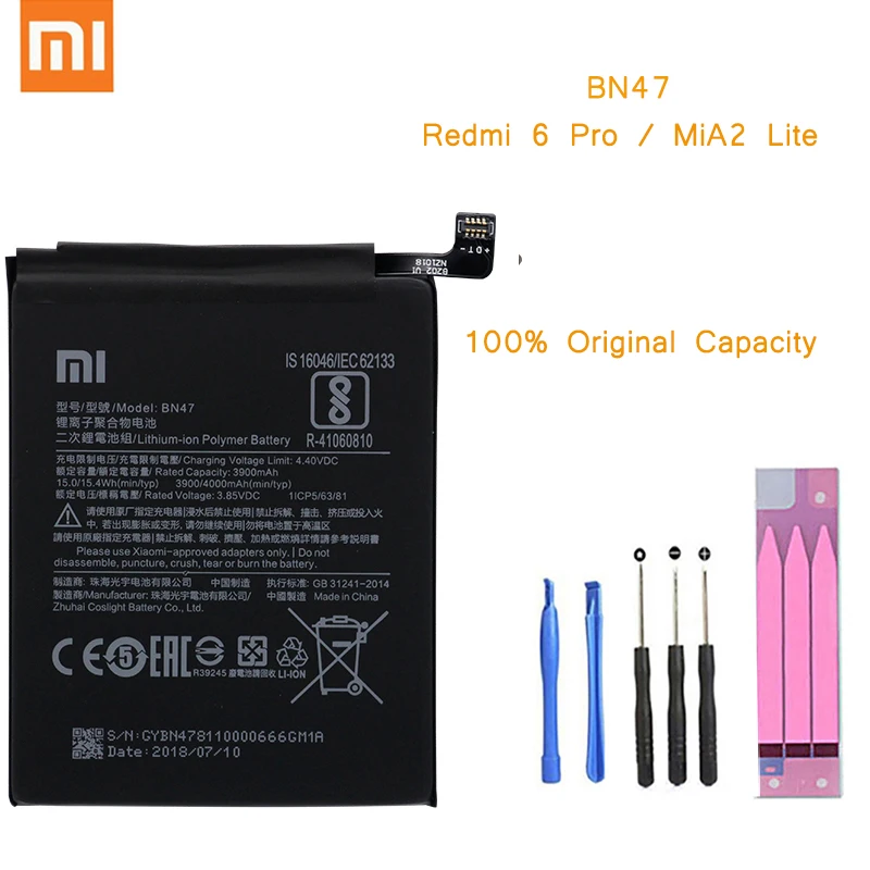 

Original Phone Battery for Redmi 6 Pro Battery Xiaomi Mi A2 Lite BN47 Batteries Red rice 6Pro bateria MiA2 Lite A2Lite Battery