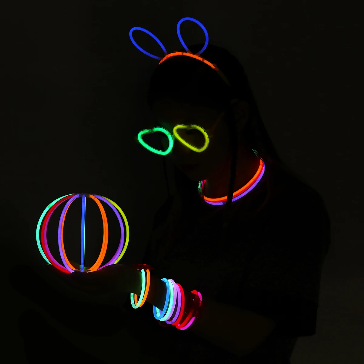 Разноцветные флуоресцентные световые палочки очки повязки светящиеся палочки флуоресцентные браслеты Набор ожерелья для вечеринок фестивалей