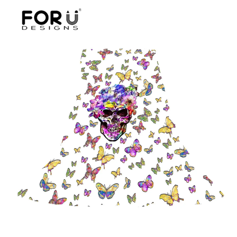 

FORUDESIGNS Skull Women Scarves Ladies Butterfly Printing Long Beach Towel for Female Fashion Slik Scarf Light and Thin Cachecol