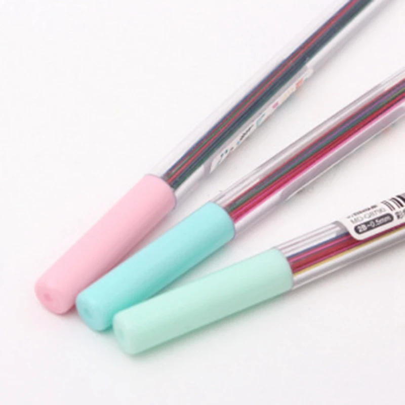 0,5/0,7 мм цветной механический карандаш, свинцовый художественный эскиз, цветной гриф, школьные офисные принадлежности, случайный цвет