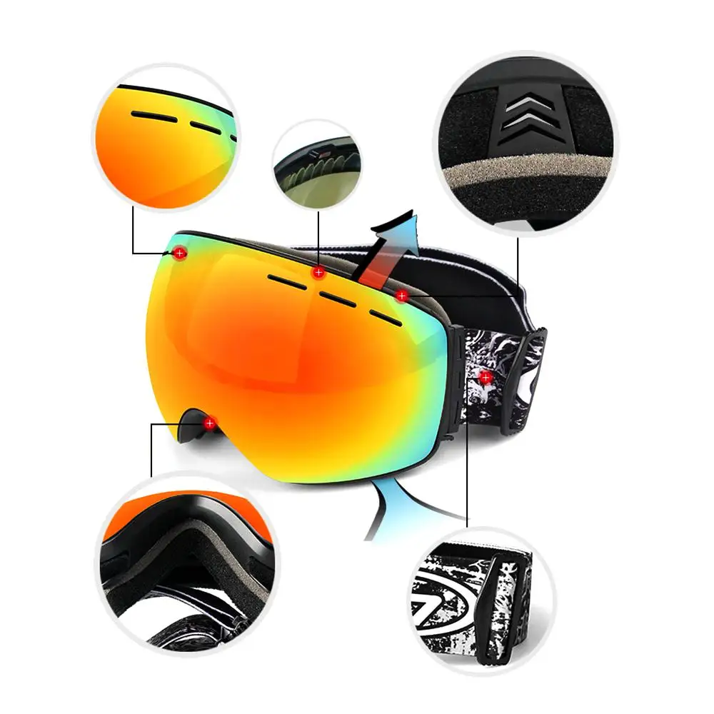 2018 gafas de esquí de invierno deportes de nieve Snowboard gafas Anti-niebla protección UV para hombres y mujeres jóvenes de nieve esquí de Patinaje máscara