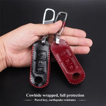 

Leather Car Smart Key Shell Cover Bag for Mazda 3 6 CX5 CX7 323 626 Key Wallet Case Auto Keychain Protector Holder Car Styling