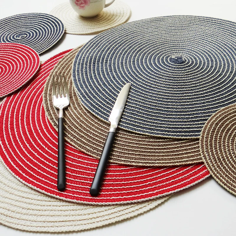 New Arrival Round Table Mat Kitchen Dining Placemat Coasters Non Slip Bowl Cup Pads Table Decoration Mat 11CM 18CM 36CM (2)