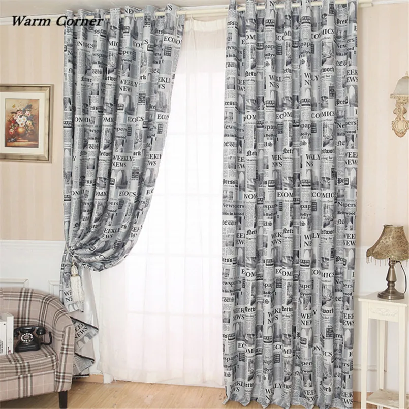

2017 LM Newspapers Pattern Door Window Curtain Drape Panel Scarf Valances Free Shipping Sept 5