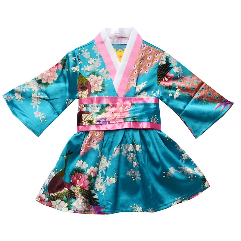 Japanese Baby Girl Kimono Robe Cute Kid Yukata with Belt Kids Dance