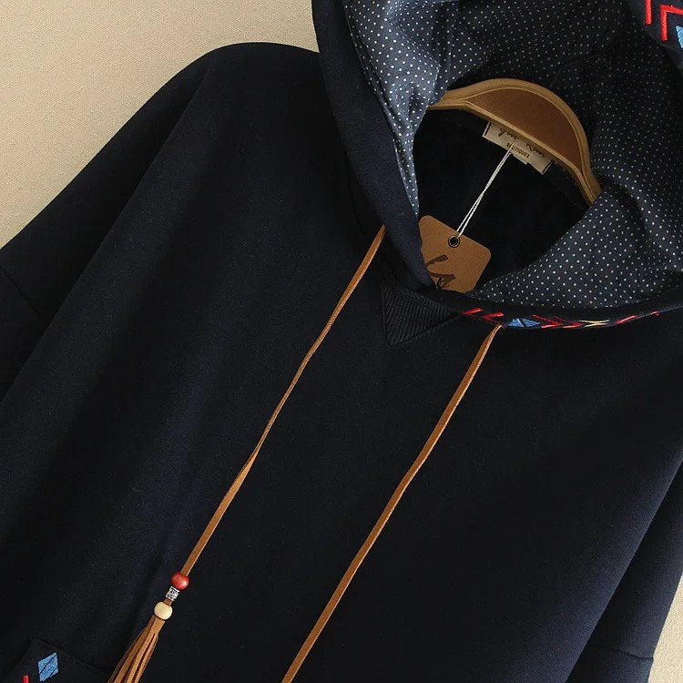 Милая японская толстовка с капюшоном для женщин с длинным рукавом осень зима флис 201 Женский Повседневный передний карман винтажные худи с вышивкой