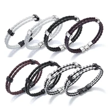 

Simple Men's Double-Layer Woven Leather Bracelet Fashion Hipster Male Bracelet Student Hand Chain Jewelry Men Accessories Gifts