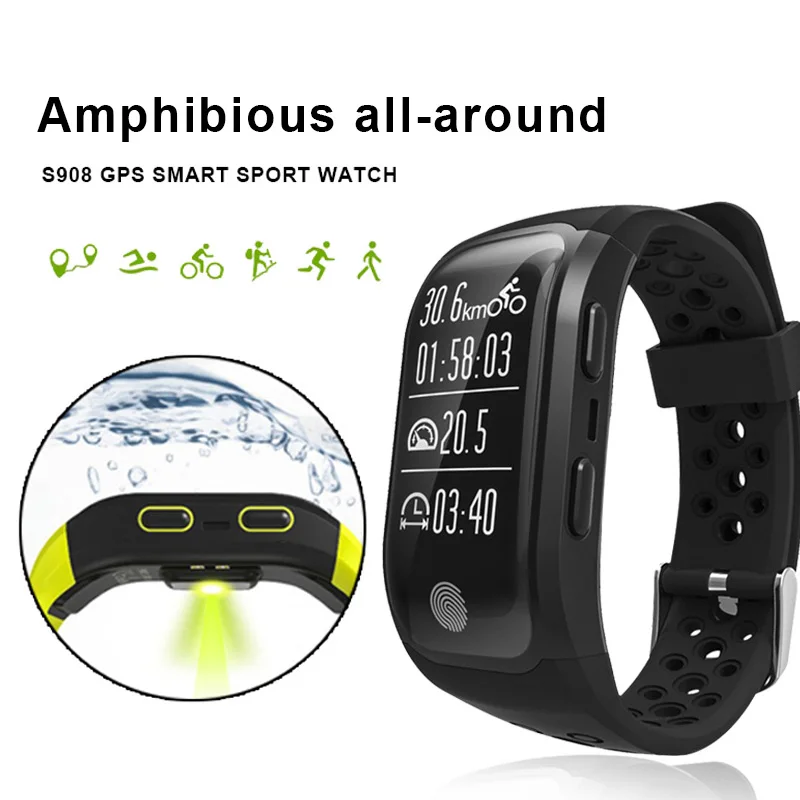 

S908 Bluetooth Connect Watch GPS Tracker Wristband IP68 Waterproof Smart Bracelet Heart Rate Monitor Fitness Tracker Smart Band