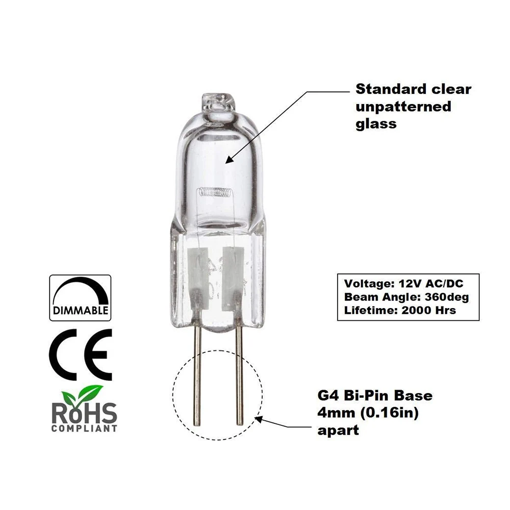 5x Высокое качество Галогенные G4 лампы 12 В Тип jc G4 галогенные лампы с регулируемой яркостью 10 Вт 20 Вт прозрачная каждая лампа с внутренней коробкой RA100 с регулируемой яркостью
