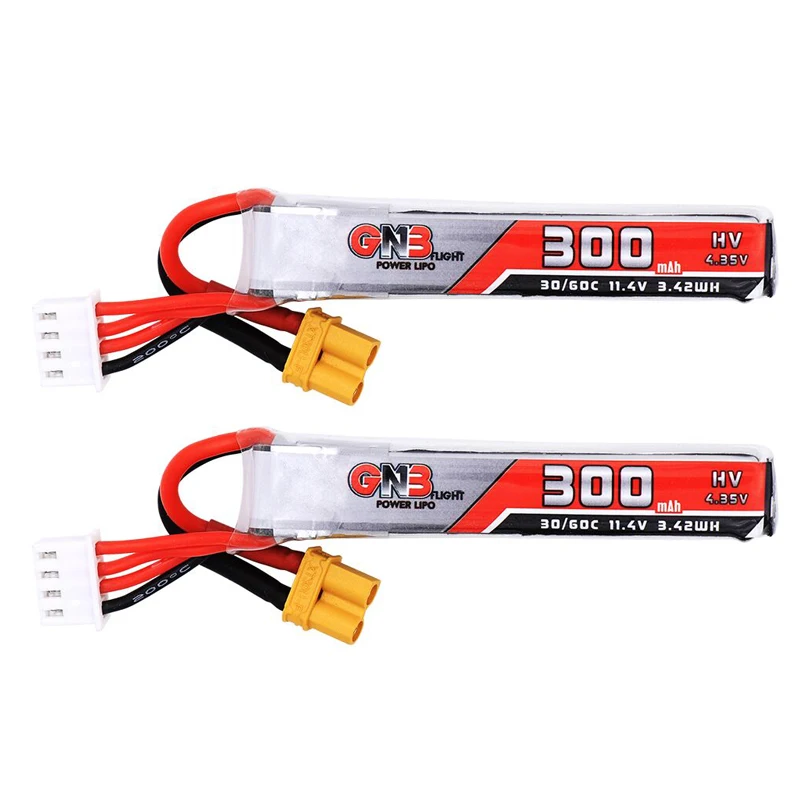 

2PCS Gaoneng GNB 300mAh 3S 11.4V 30C/60C HV Lipo battery XT30 Plug for FullSpeed TinyLeader whoop3S Drone RC FPV Drone parts
