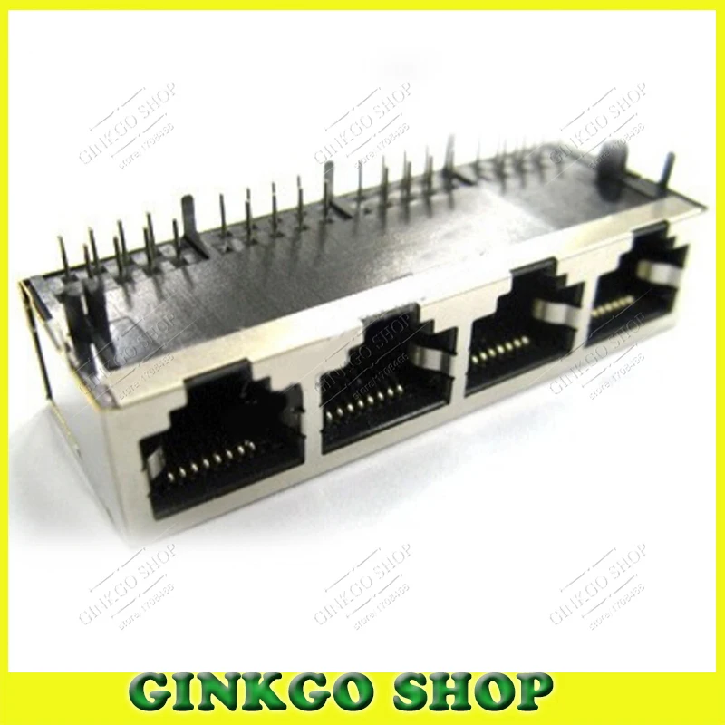 YOULITTY 100pcs//lot 59//1x2 Shield Type 90 Degree Front Foot Dual RJ45 LAN Modular Network Connector with 3u Plating
