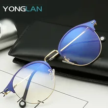 Yong Lan круглый дизайн женские оптические очки оправа Oculos De Sol женские очки близорукость Gafas анти-синий светильник