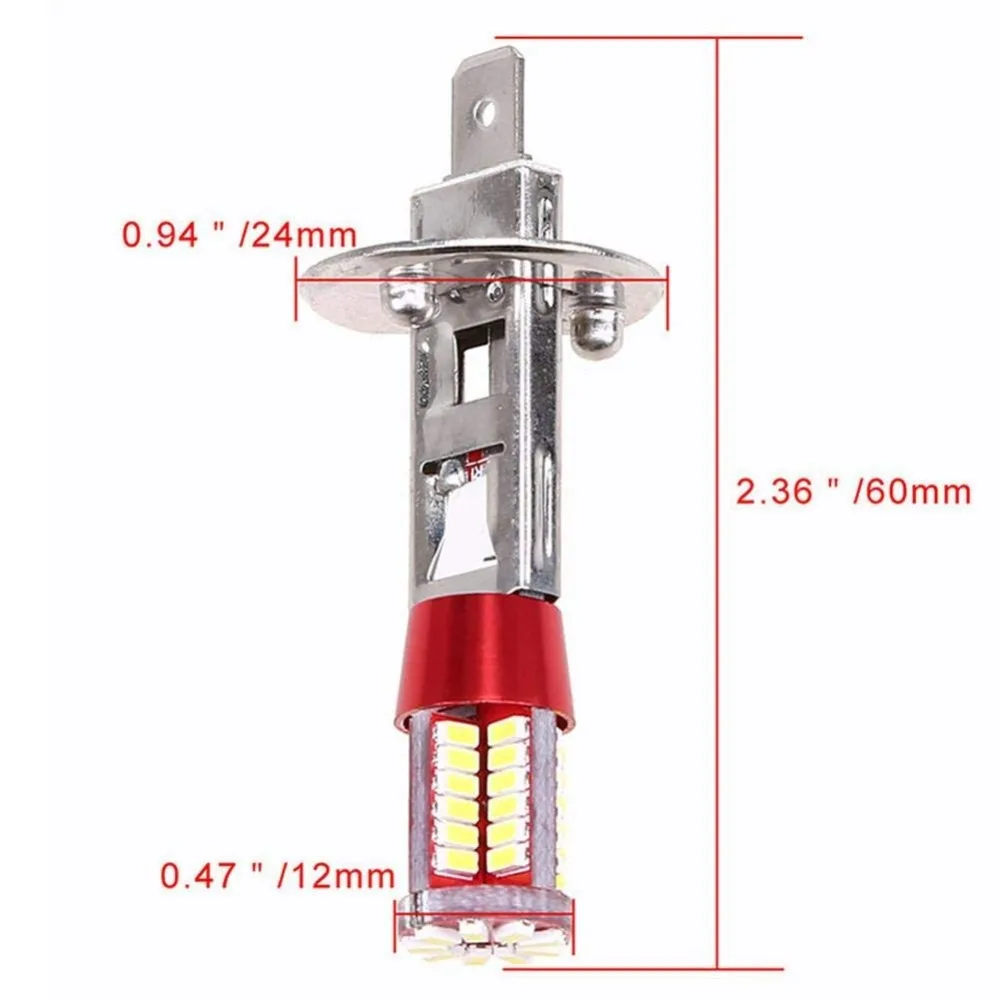 2 шт. ультра-белый 57-SMD-4014 H1 светодиодный Сменные лампы для автомобильных противотуманных фар, дневные ходовые огни лампы постоянного тока 12-24 В