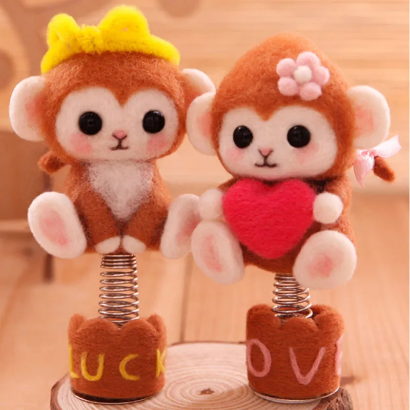 

1 set wool for Felt DIY Package monkey needle felting, Shiba Inu Set animals