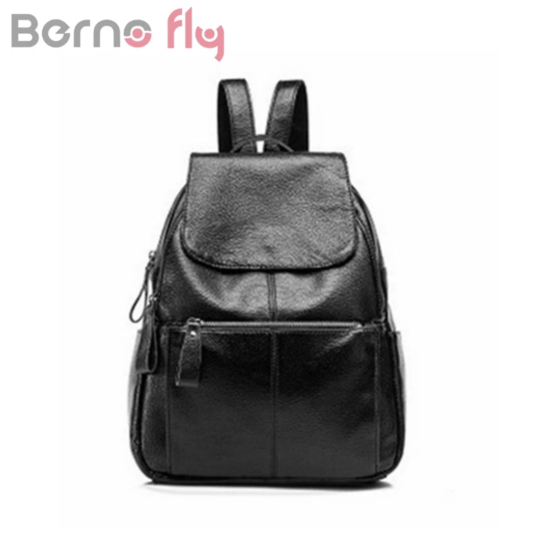 

Berno Fly Backpack Nautral Soft Real Leather Backpacks Genuine First Layer Cow Leather Top Layer Cowhide Women Backpack Tote Bag