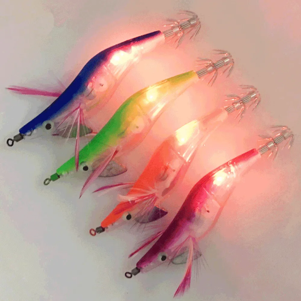 2017 Night Fishing Lures with 2 Hooks 10cm 13g Wood Shrimp Artificial Spinner Lure Luminous Glow
