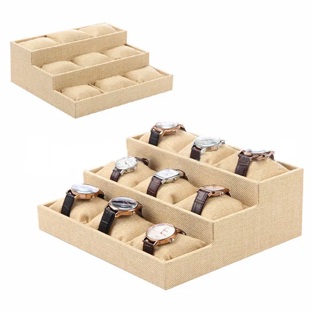 Wrist Watch Storage Small Pillow Tray Pallet Beige Linen Jewelry