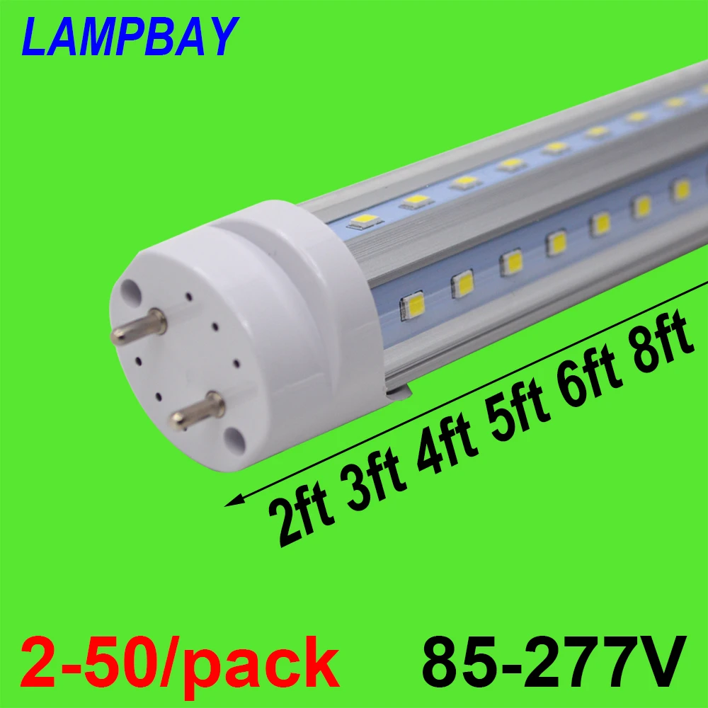 

2-50/pack V shaped LED Tube Lights 2ft 3ft 4ft 5ft 6ft Fluorescent Bulb Super Bright 24" 36" 48" 60" 70" T8 G13 Bar Lamp