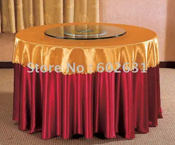 

TC005,Hot sale,Table cloth(Maroon bottom+gold top),Gold tab top layer,Maroon bottom layer,washable,100% polyester fabric