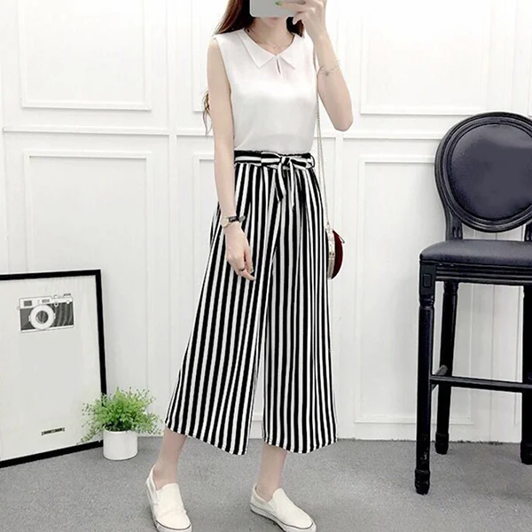 

2019 Hot Womens Wide Leg High Waist Casual Summer Thin Pants Loose Culottes Trousers CGU 88
