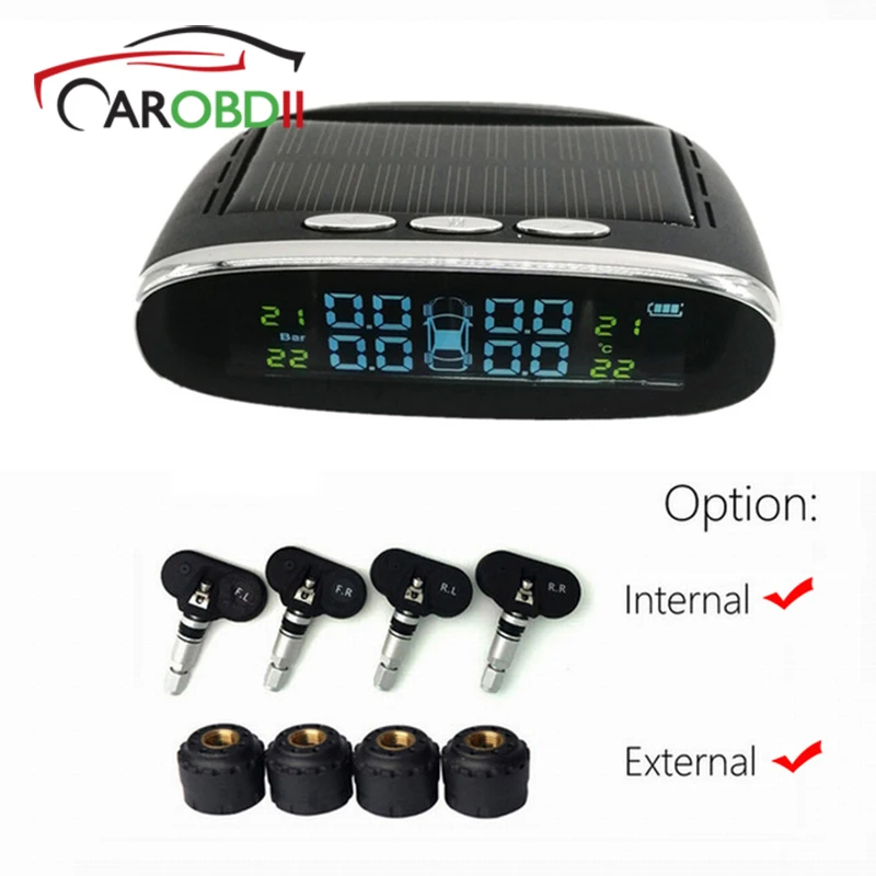 

2019 Newest Solar TPMS Wireless Real Time Digital LCD Display Alarm with Tire Pressure Monitoring System Auto Car Security