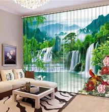 Home Decoration Living Room Natural Art natural scenery waterfall 3D Window Curtains For Bedding room