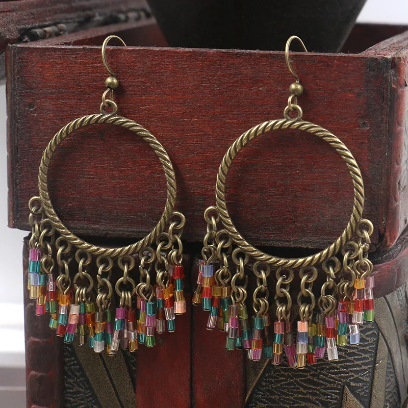 

India African Woman Earrings Acrylic Beads Statement Ethnic Jewelry Jhumka Thailand BOHO Hippie Earrings Turkey Pakistan Tribal